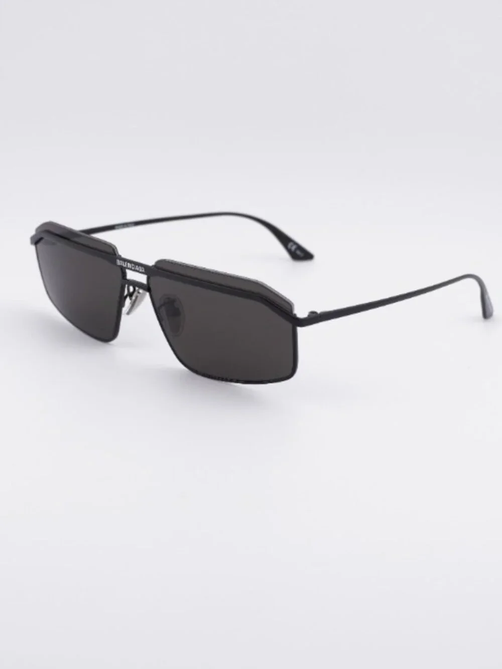 Balenciaga BB0139S 001 Sunglasses Black Rectangle Frame, Grey Lenses